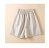 Women's Summer 2024 Retro Cotton Linen Ruffle Wide-Leg Shorts - Casual, Loose Mid-Length.