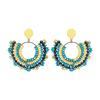 Handmade Ethnic Fan-Shaped Beaded Earrings - Unique, Light Luxury Style for Women
