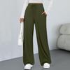 Modische Damen-Farbhose mit weitem Bein, hoher Taille, lockeren Taschen mit Kordelzug, Freizeithose