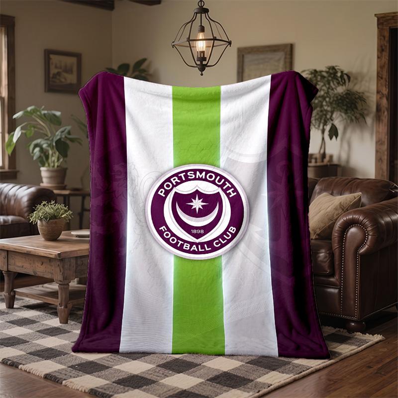 Coperta in Pile a Tema Portsmouth FC Morbida e Accogliente Coperta di Peluche per Camera da Letto Divano Viaggio