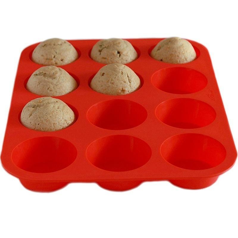 Silicone Muffin Cupcake Baking Pan Home Kitchen Rubber Trays Molds