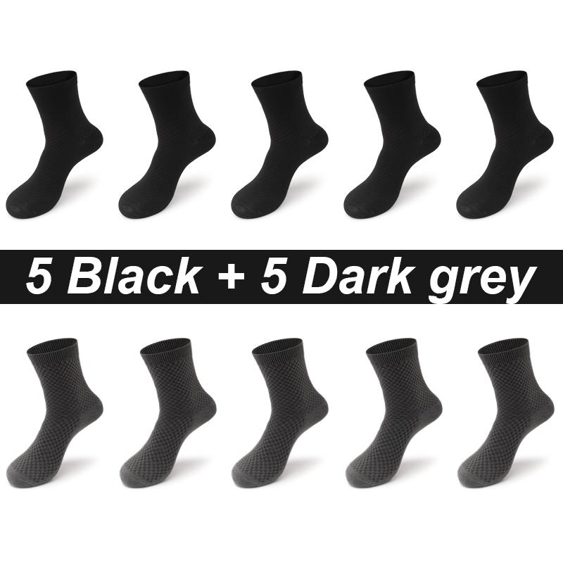 10 Paar Herrensocken aus Bambusfaser, lang, schwarz, Business, weich, atmungsaktiv, neue hochwertige Herbstsocken für Männer, Übergröße EU 38–48
