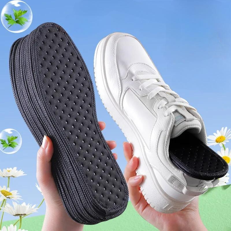 6 Stück Bambuskohle Antibakterielle Schuheinlagen Pflanzliches Deodorant Lauf-Sport-Einlegesohle für Füße Dicke Stoßdämpfende Schuhsohle