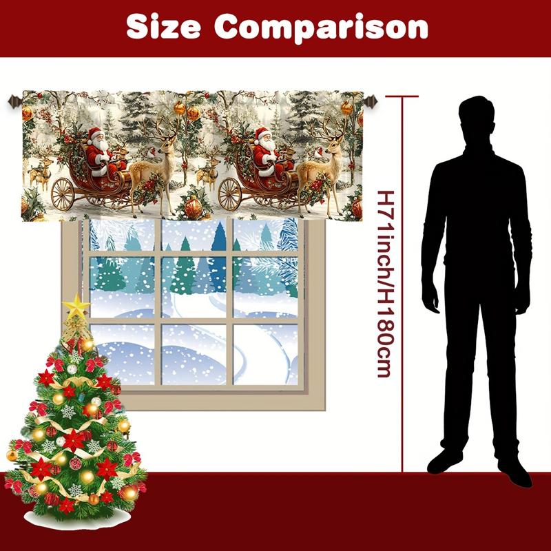 Christmas Short Curtains Valances Christmas Decorations for Home 2026 Xmas Ornaments Windows Treatments for Kitchen Bathroom