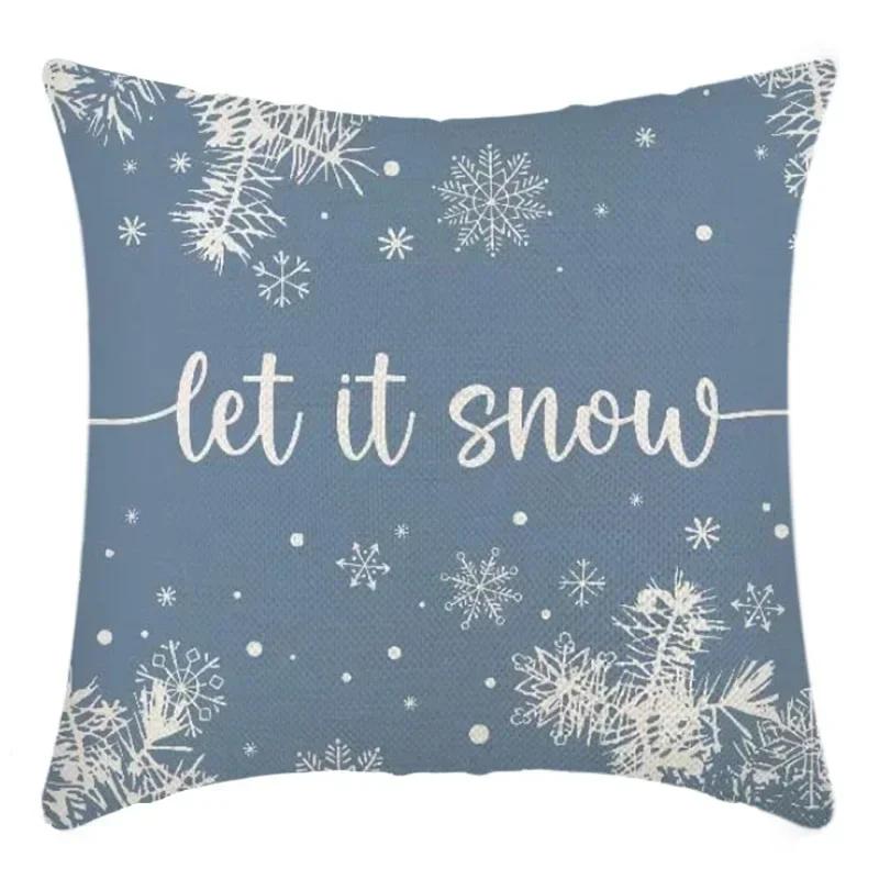 40/45cm Christmas  Cotton Linen Decorative Navidad Elk Snowman Santa Tree Cushion Cover Sofa Pillow Case