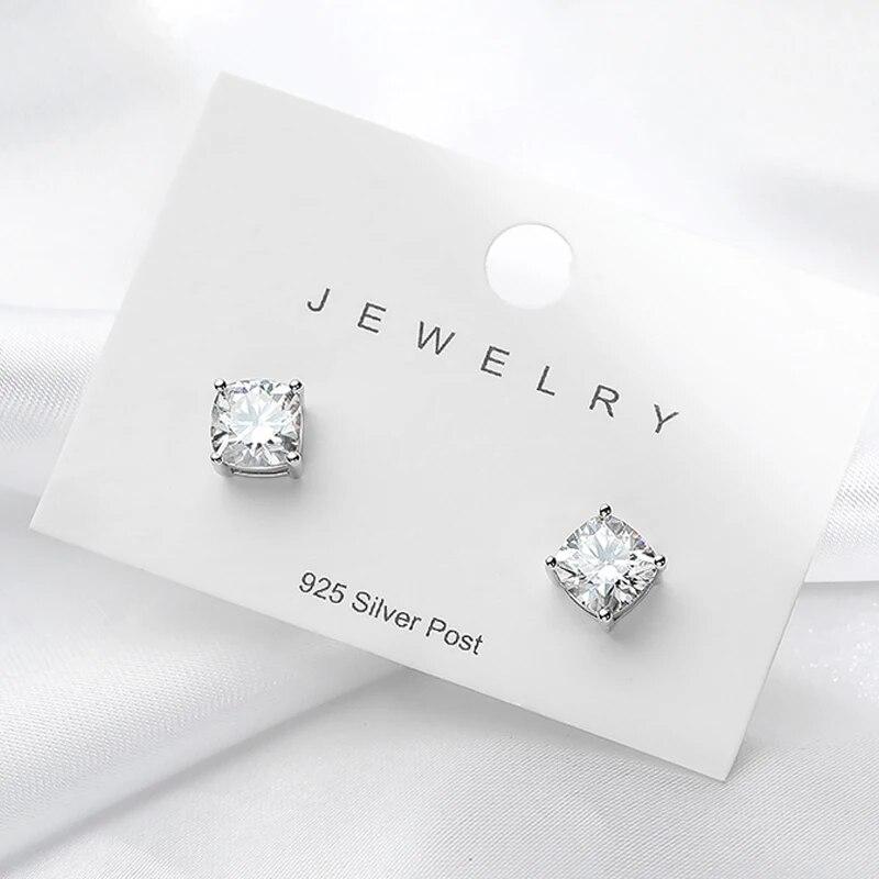 D Color Cushion Cut 1ct Certified Moissanite Stud Earrings for Women Luxury Classic Wedding Jewelry S925 Sterling Silver Earring