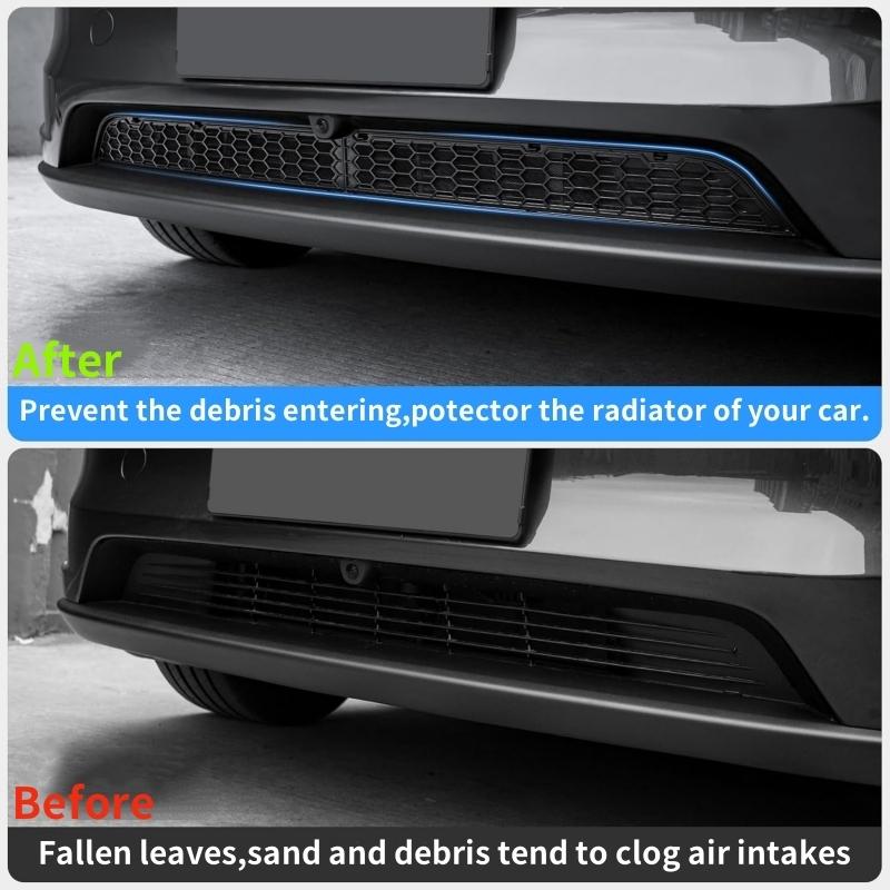 For Tesla Model 3 Highland 2024-2025 Model Y Juniper 2025 ABS Front Grill Guard Mesh Air Inlet Vent Cover Car Bumper Accessories