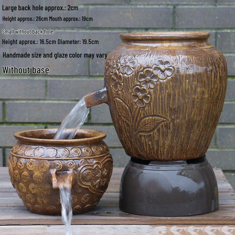 Handcrafted Ceramic Fish Tank with Waterfall Filtration - Chinese Style Aquatic Decor