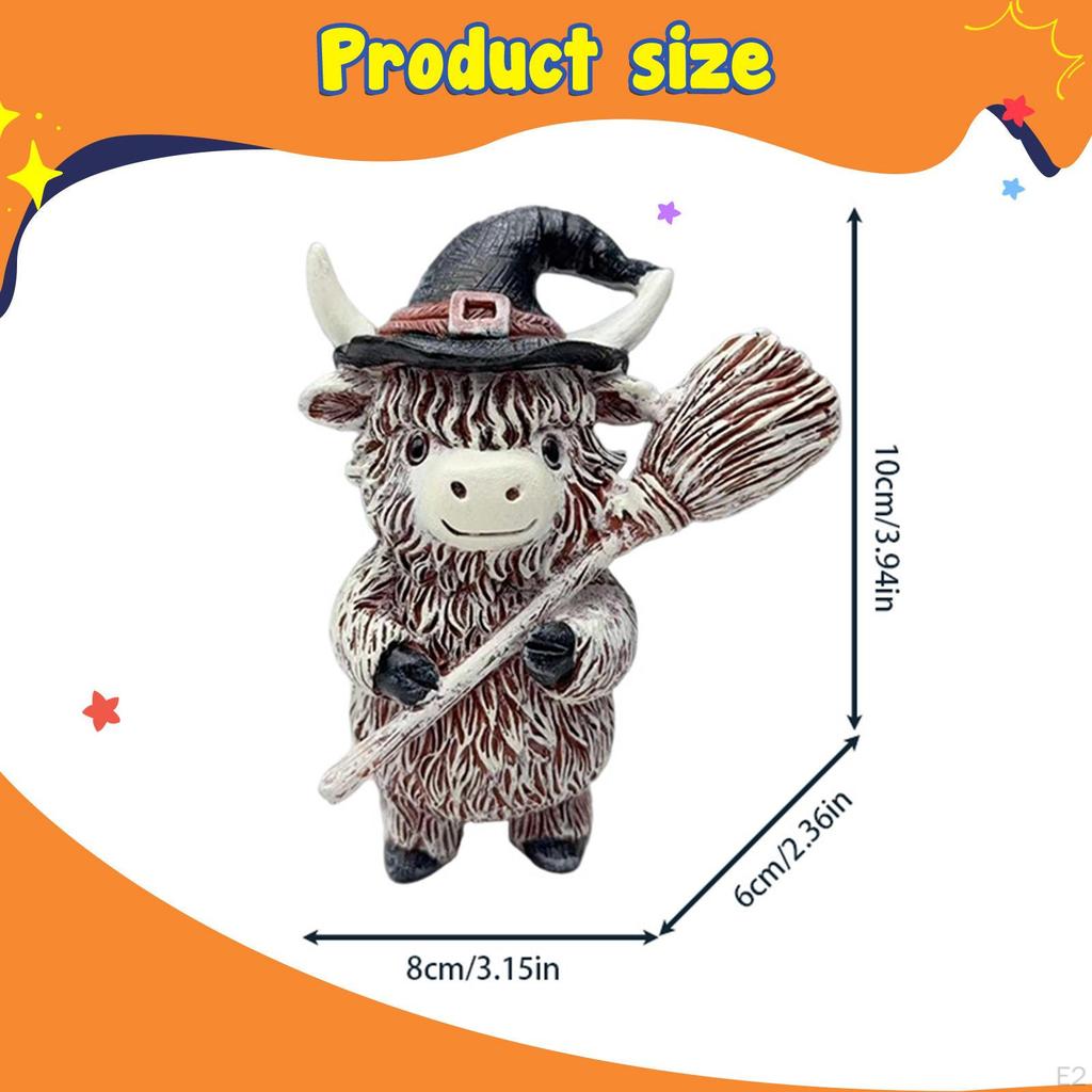 Cow Statue Desktop Sculpture Collectibles Ornament Halloween Decor for Indoor
