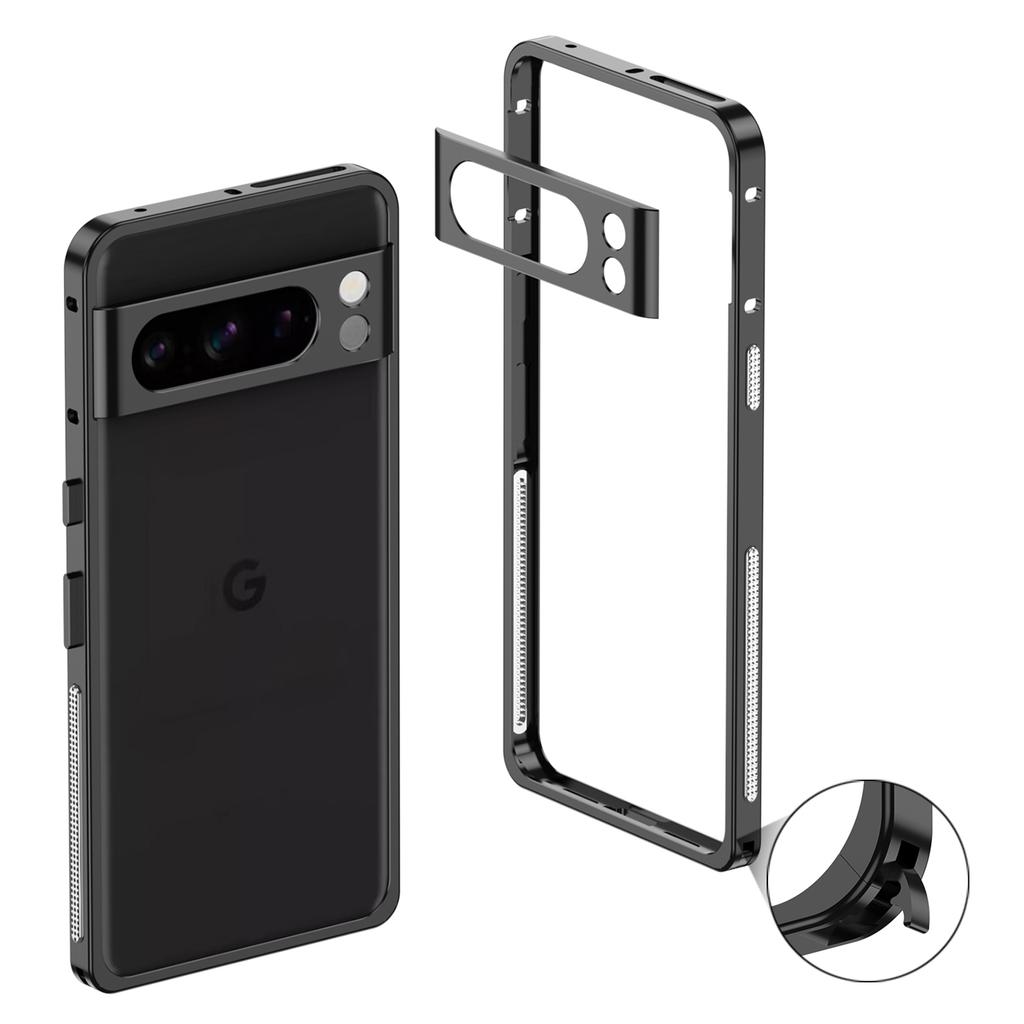 For Google Pixel 8 Pro Bumper Cases Metal Frame Heat Dissipation Cover with Lens Protector