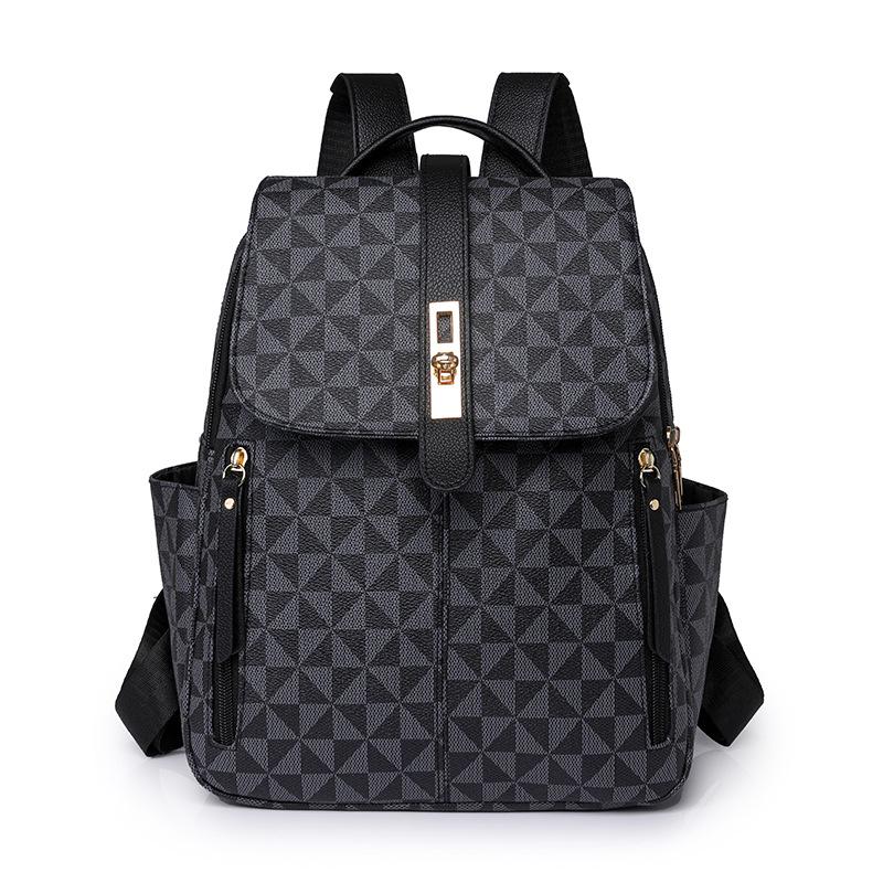 Женский рюкзак 2025 года в стиле ретро с цветочным принтом: Модный школьный рюкзак большой вместимости чёрный