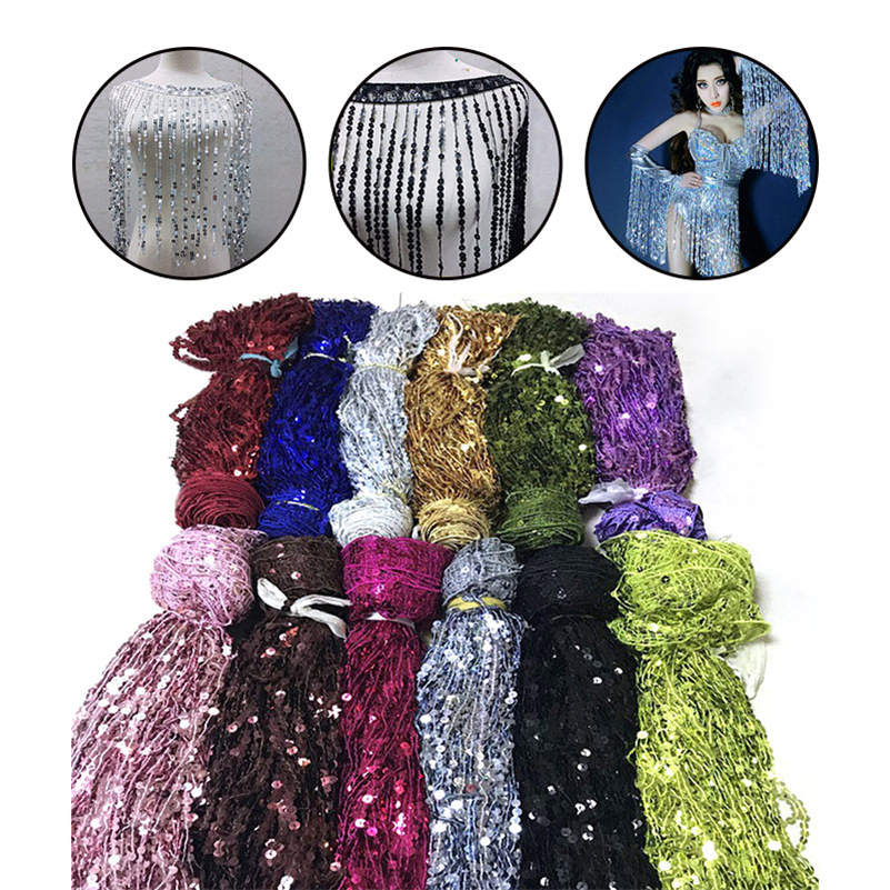 6 Yards Sequins Fringe Fringing 40cm Long Tassel(appox) Trimming Costume Crafts