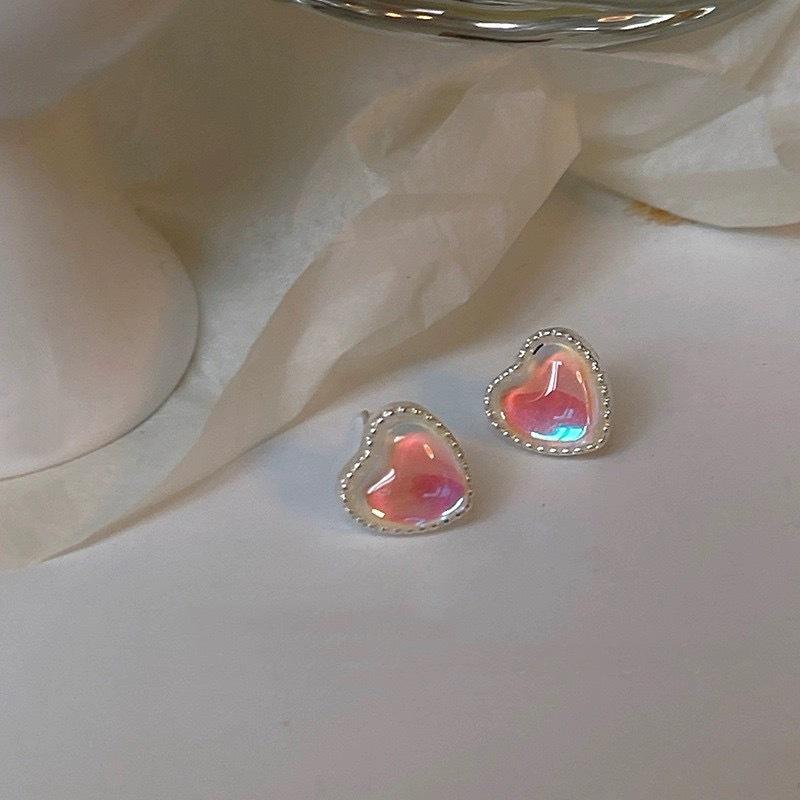 

Маленькие серьги-гвоздики в форме сердца для женщин, простые серьги из чистого серебра 999 пробы с лунным камнем, которые не нужно снимать во время сна, серьги из стерлингового серебра 999