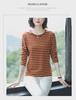 Plus Size Loose-Fit Cotton Striped Long-Sleeve T-Shirt for Middle-Aged & Elderly Women