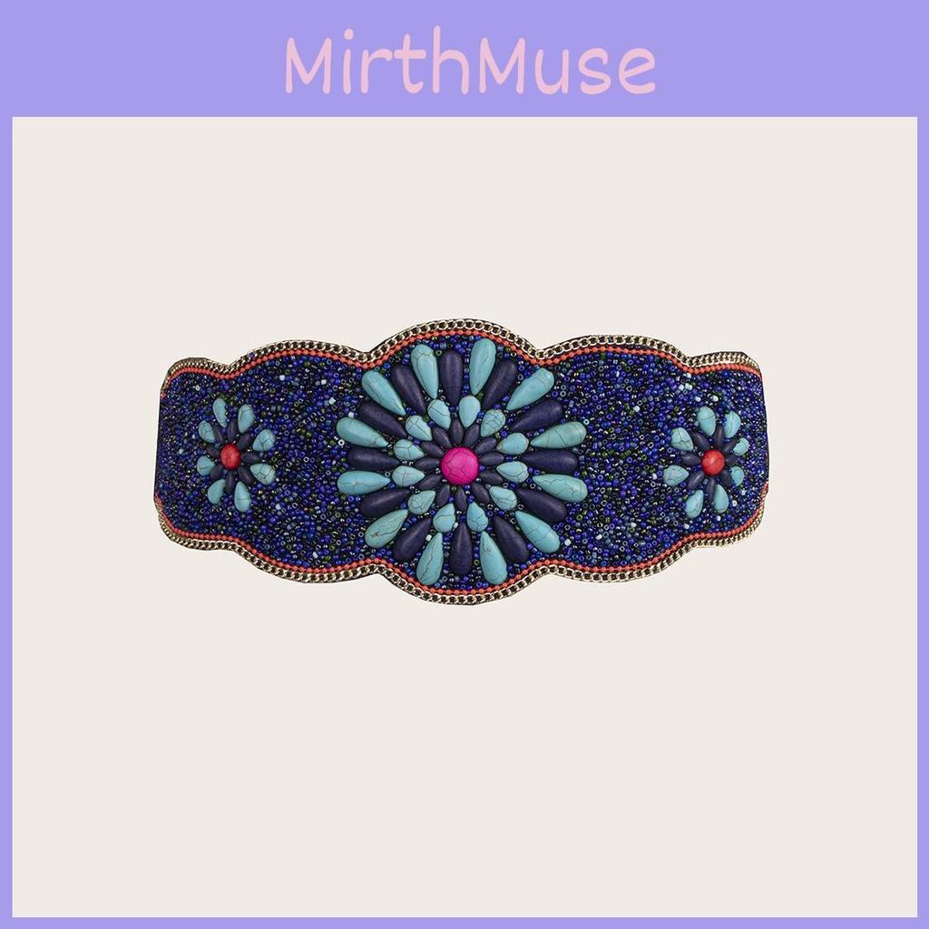 Ethnicinspired Womens Wide Waist Belt With Plastic Turquoise And Rhinestone Embellishments For Fashion Seasonal