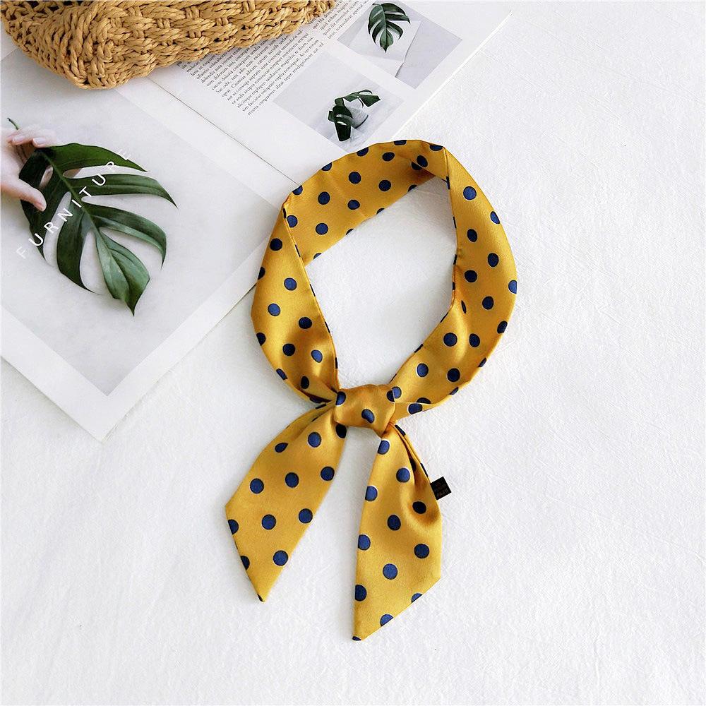 New Polka Dot Small Scarves Women'S Spring Styles Fashionable And Versatile Autumn And Winter Long Bags Wrist Scarves Decoration