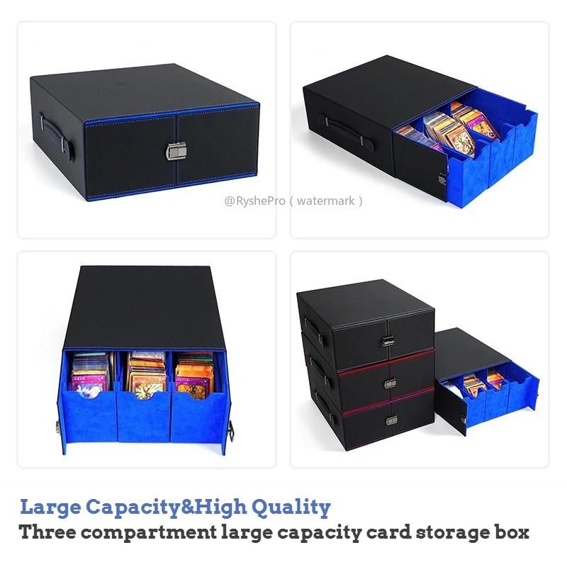 Large Capacity Card Deck Box Holds 1000+ Trading Cards PU Leather Handheld Card Storage Box for MTG TCG Baseball Sport Cards