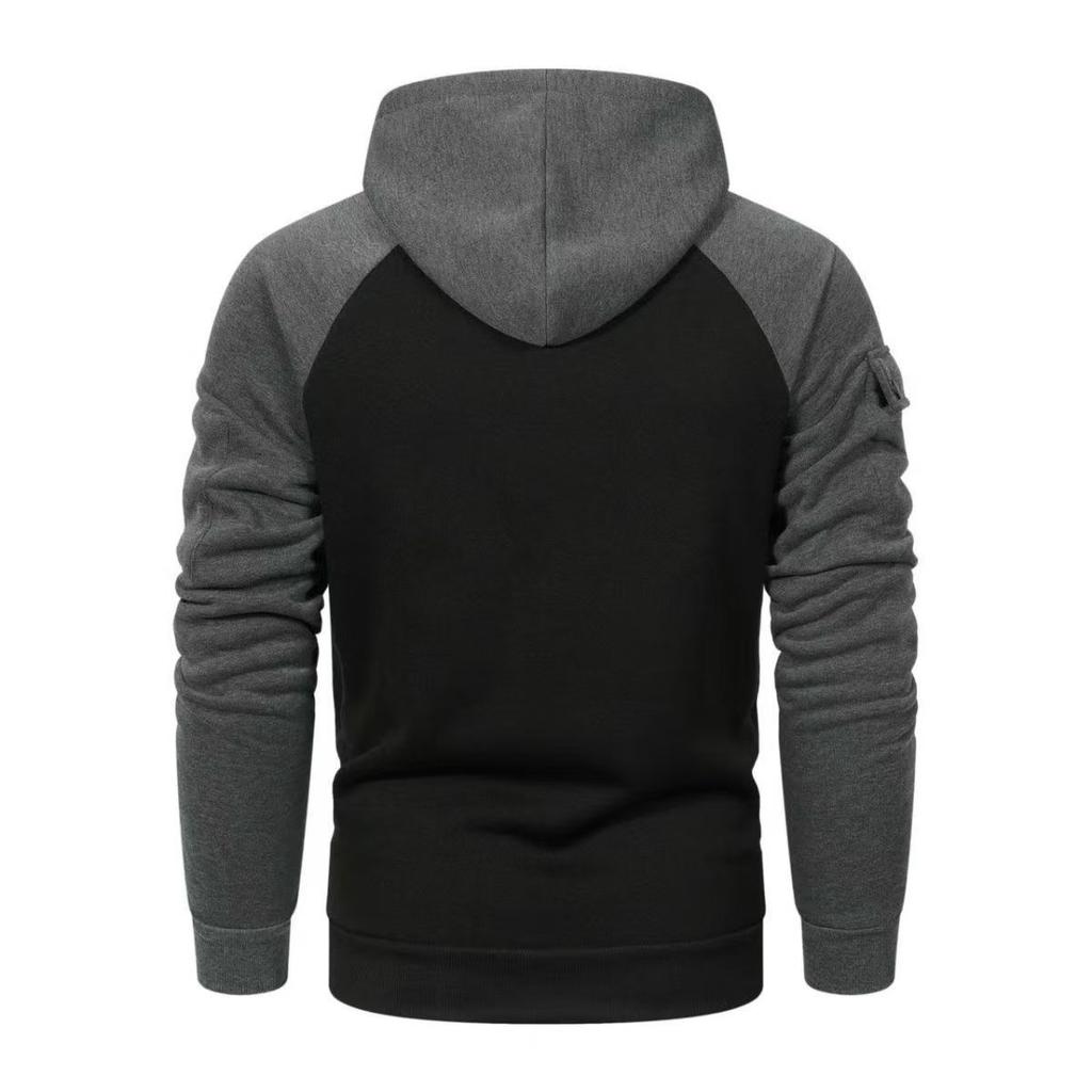 Cross-Border Spring and Autumn Men's Sweatshirt Sweatshirt Sweatshirt Zipper Multi-Pocket Pullover Raglan Sleeve Sports Casual Fleece Sweatshirt