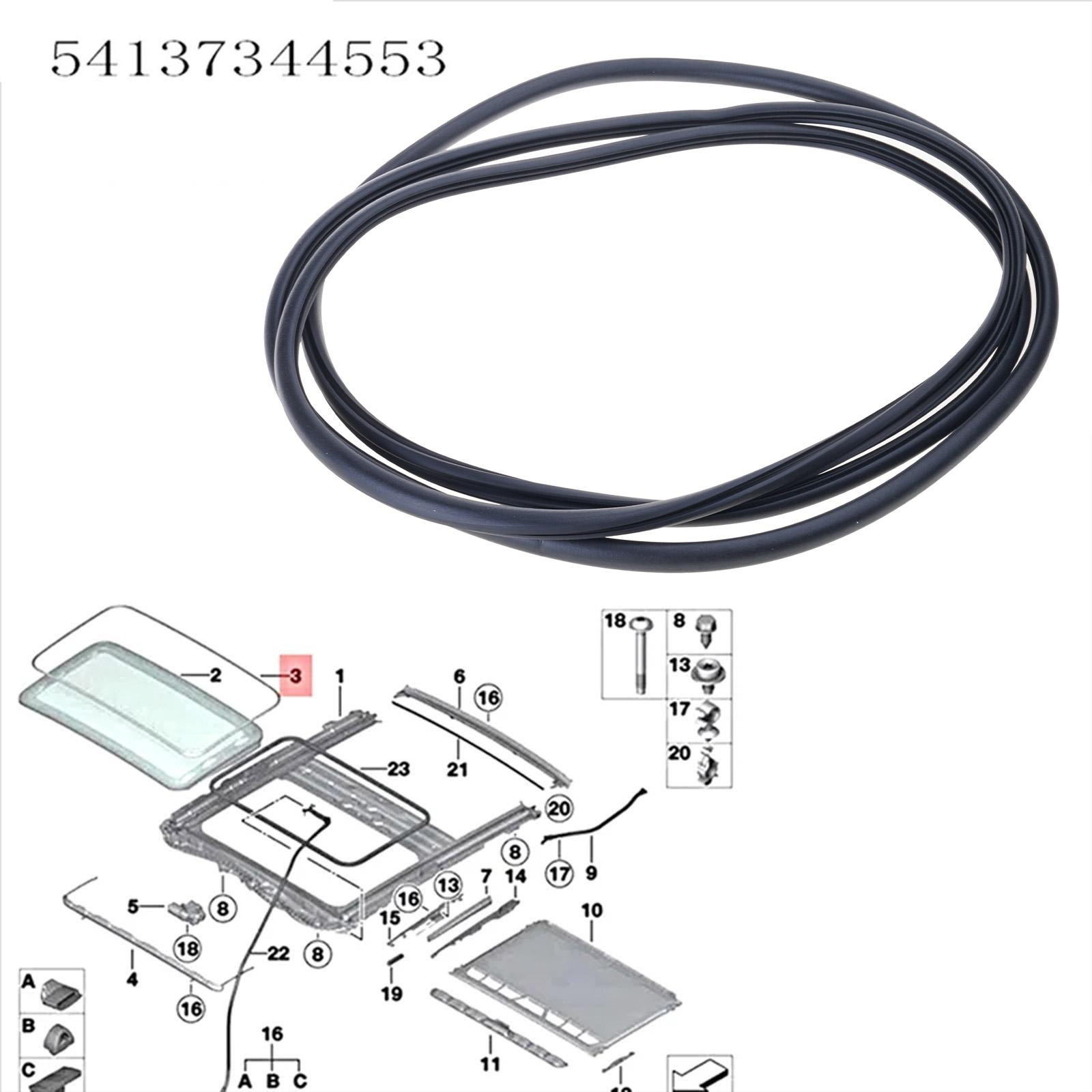 

UV Resistant Sunroof Glass Seal Strips Sound Insulation 54137344553 Replacement Simple Installs for F20 F22 F87 F26 F36 1
