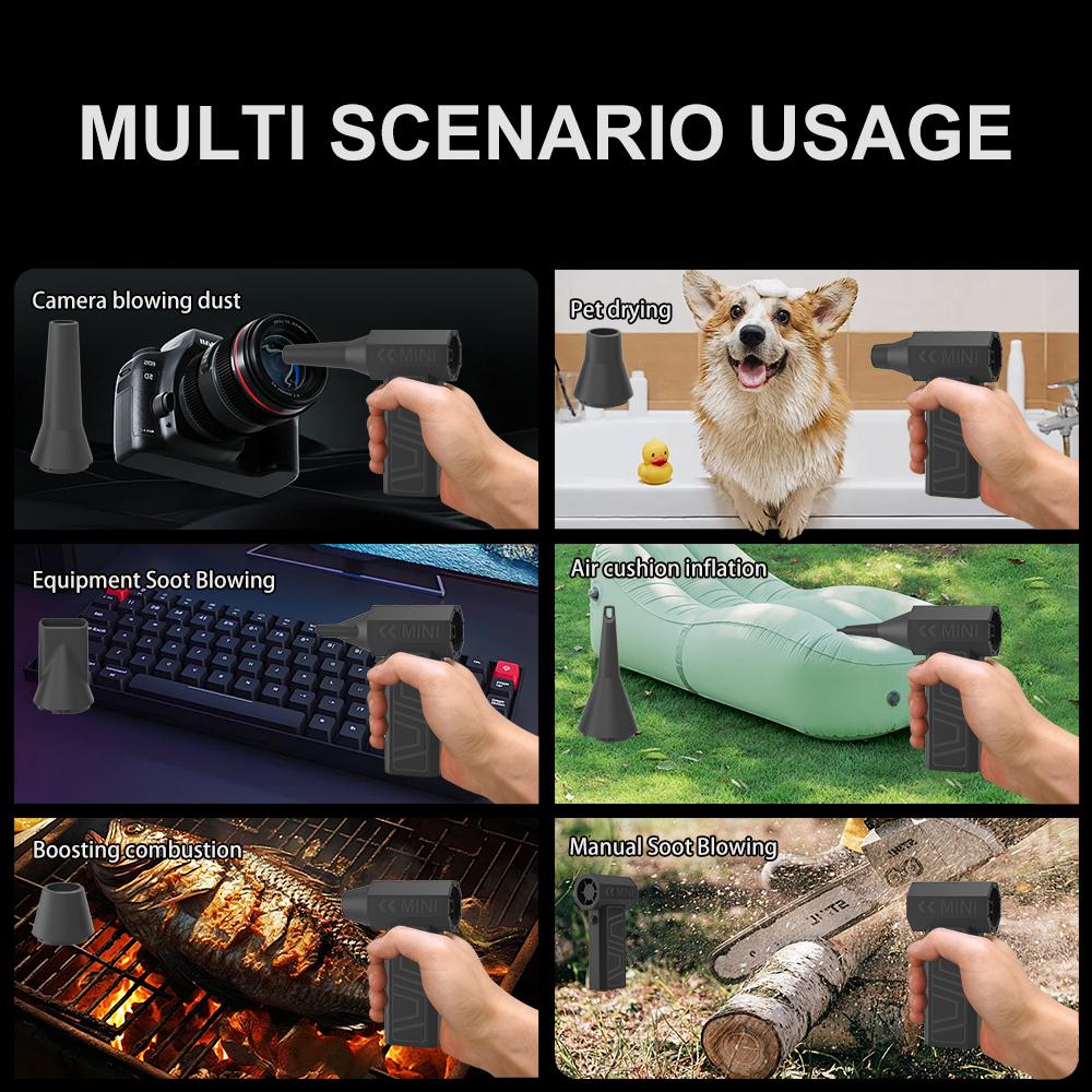 Pocket Dust Blower Violent Fan 300000RPM Powerful Air Blower Electric Air Duster With 5 Nozzle Rechargeable Super Jet Dry Blower