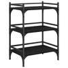 Kitchen Trolley Black Oak Effect 50 X 35 X 75.5 Cm