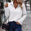 Women's Fashion Casual Spring Autumn Stripe Print Long Sleeve POLO Neck Blouses & Shirts