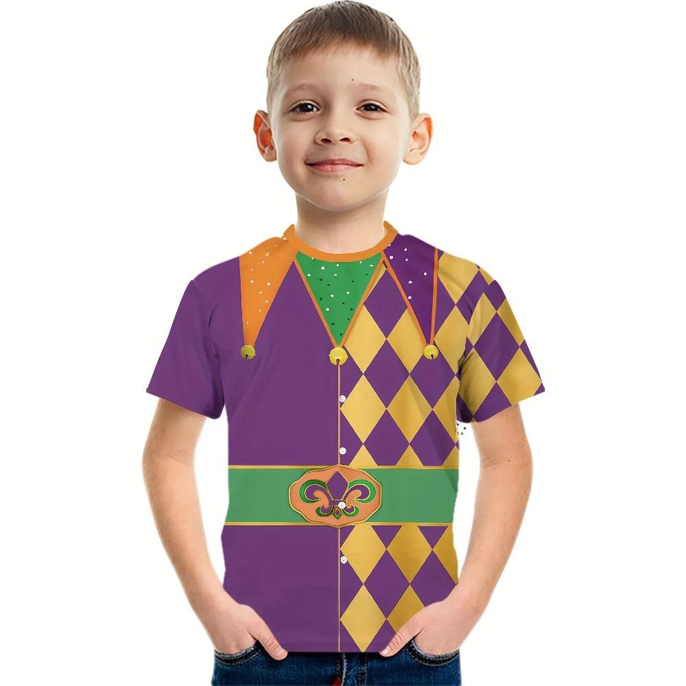 Children's Short Sleeve T-Shirts Creative Funny 3D Print Kids Summer Casual Comfortable Soft Breathable Round Neck Boys Girls T-Shirts