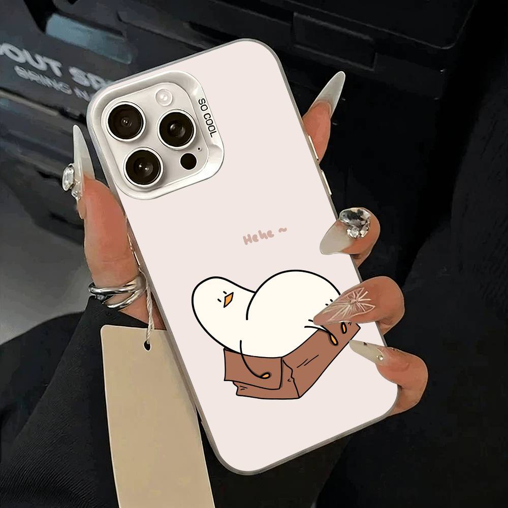 F-Funny Duck Phone Case For IPhone 17 Air 16 15 14 13 12 11 Pro Max White  Sliver  Hard Cover