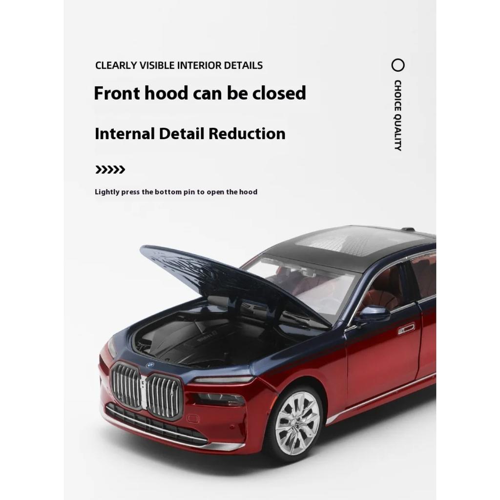 1/24 Scale BMW THE I7 G70 M70L Pure Electric New Energy Limousine Alloy Metal Diecast Car Model Sound & Light Ornaments Gift Child