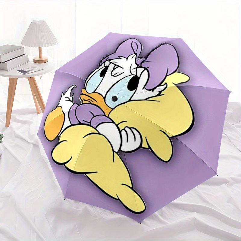 

1pc Purple Daisy Automatic Opening and Closing Umbrella, Lightweight 3-Fold, With Cute Cartoon Characters, Suitable for Home, Outdoor and Da