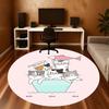 1pc Cat Boat Round Chair Mat Area Rug - Non-Slip, Floor Mat for Office, Bedroom, and Indoor Decor C1125016