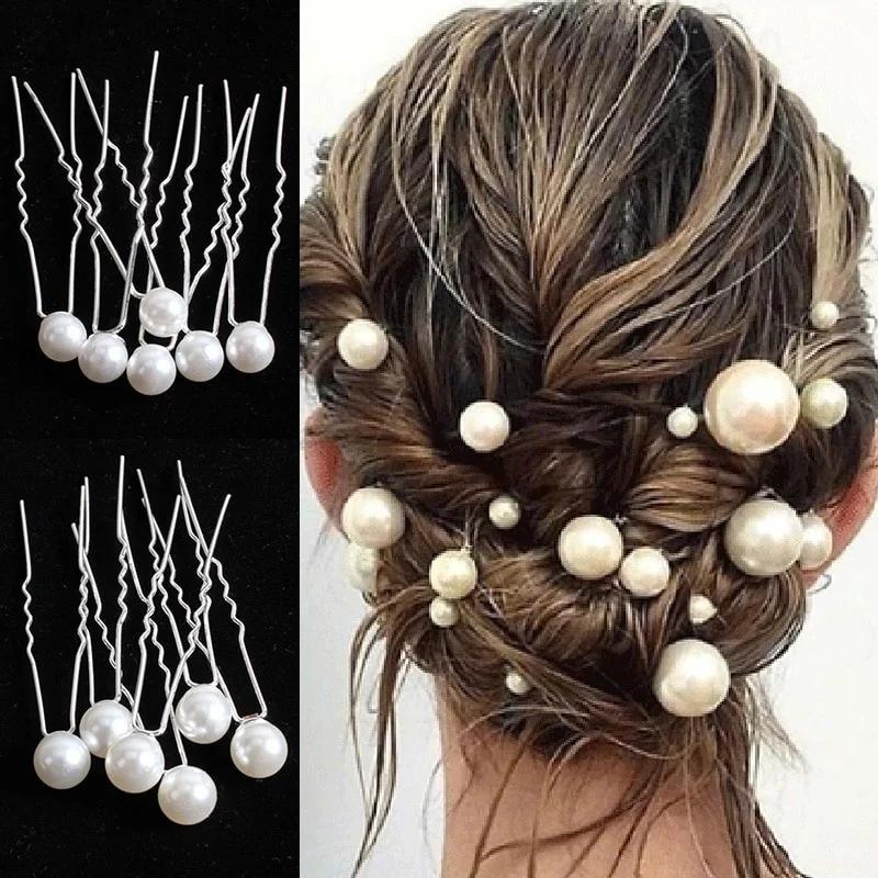 18pcs Pearl Bridal U-shaped Pin Metal Barrette Clip Hairpins Rhinestone Wedding Hairstyle Design Tools Women Hair Accessories