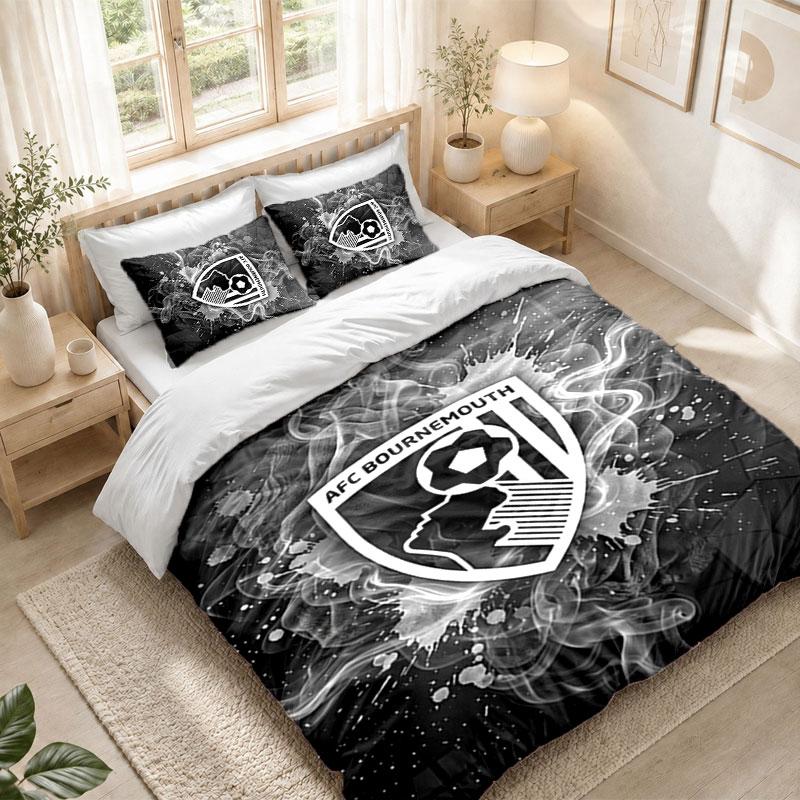 Set Biancheria da Letto 1 Copripiumino 2 Federe Stampa Calcio Bournemouth Camera da Letto Decorazione Casa