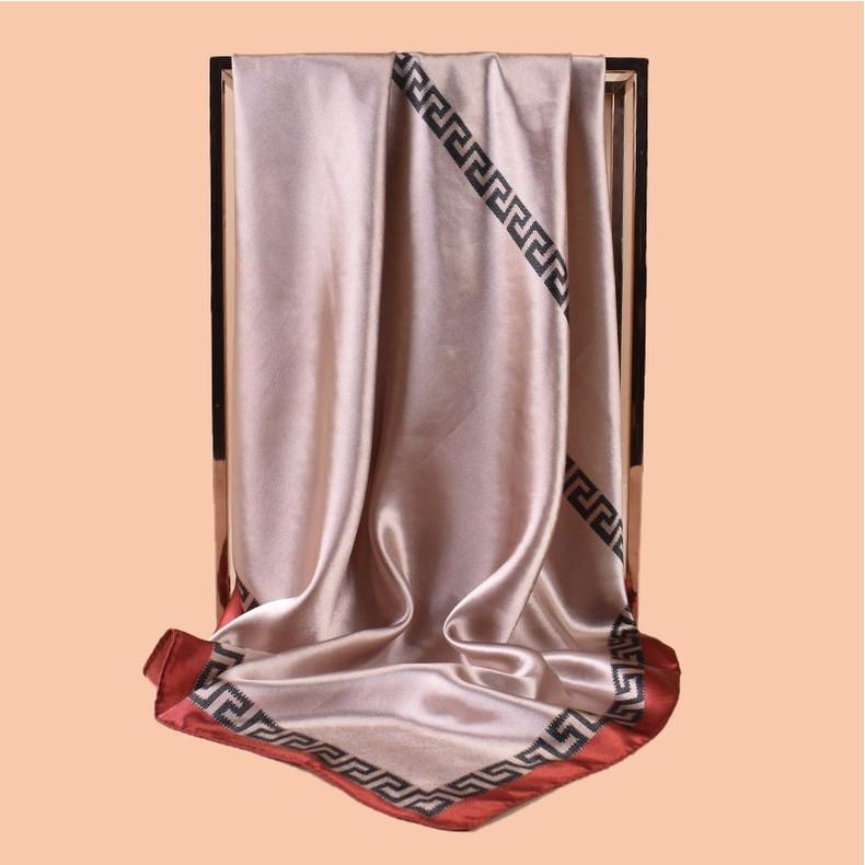 High Quality Silk Scarf Women Print Hair Neck Square Office Ladies Shawl Bandanna Muslim Hijab Handkerchief Muffler Foulard 90CM