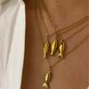 New Design Stainless Steel Gold Plated Fish Pendant Clavicle Necklace For Women Waterproof Beach Party Jewelry Accessories