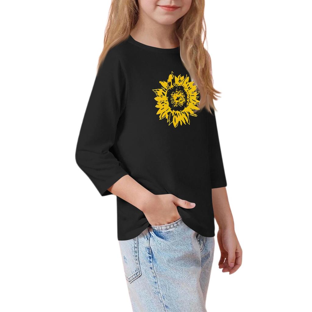 Children's 3/4 Sleeve O-neck Daily Casual Printed Top