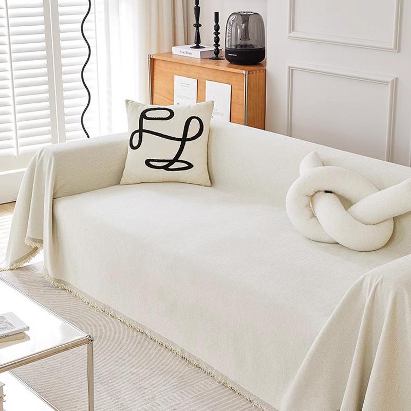 Solid color chenille thickened Sofa Towel for living room French Style home decoration Sofa Cover Couch Cover Tassel edge Waffle