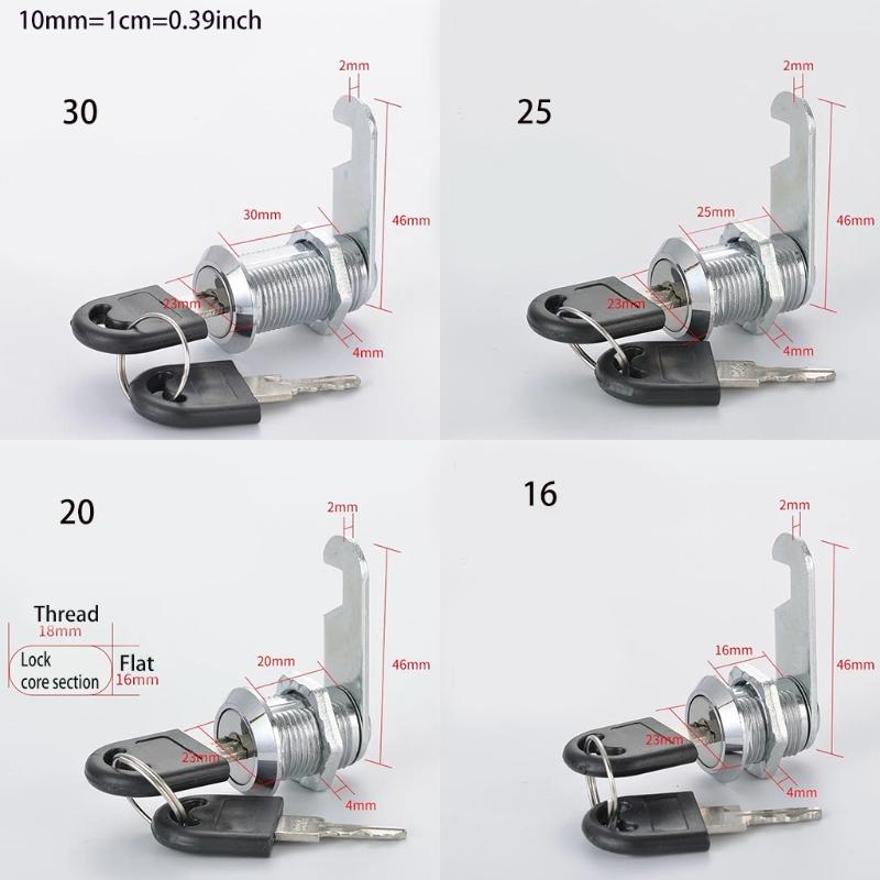 Letter Box Cam Cylinder Locks Zinc Alloy Drawer Locks with 2 Keys Cabinet Lock Security Furniture Locks Multi-size