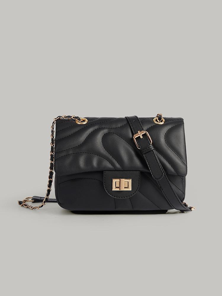 

2025 New Xiaoxiangfeng Chain Bag Premium Textured Small Square Bag Exquisite Oblique Span Bag Fashion Versatile Lock Bag чёрный