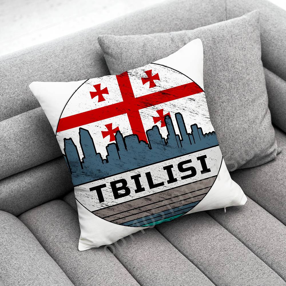 Georgia Tbilisi Passport Flag Map Throw Pillow Case For 45cm 40cm 30cm 50cm 55cm Square Home Pillowcase Case