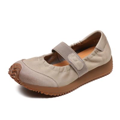 Literary Style Shallow Slip On Loafers Women Genuine Leather Casual Flat Shoes Spring Summer Low Heel Retro Lazy Shoes