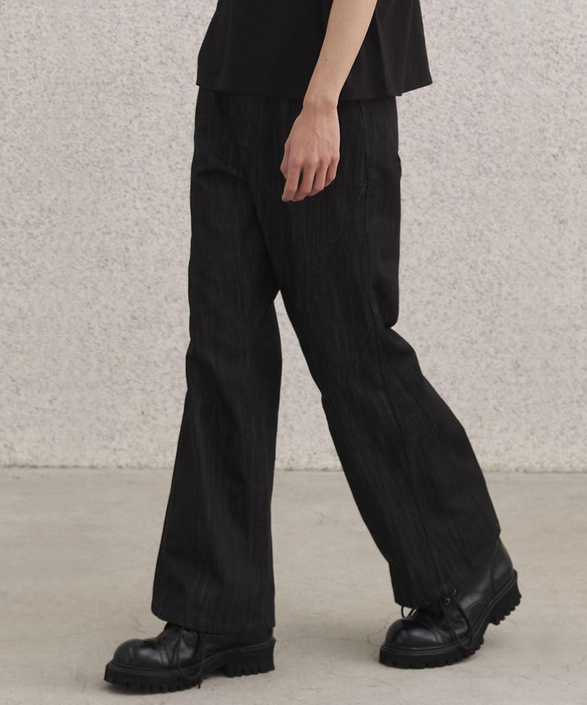 SENTAIR Dart Wide Flare Cotton Pants_Black