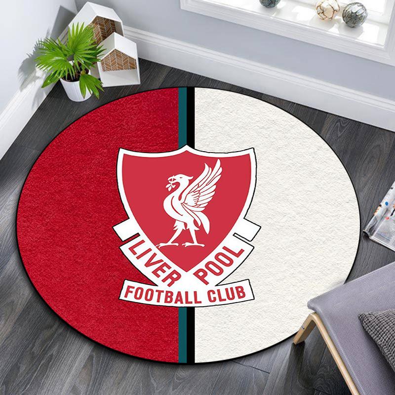 Liverpool Runder Teppich, Teppich für Wohnzimmer Schlafzimmer Sofa Spielzimmer Dekoration, Rutschfeste Bodenmatte