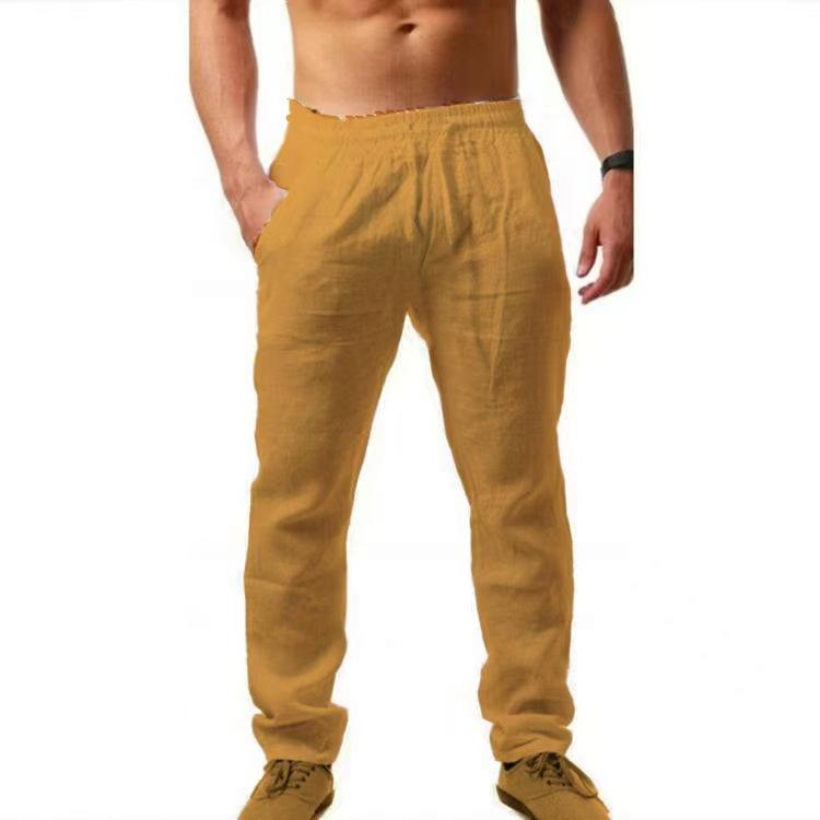 Men's Breathable Cotton and Linen Casual Trousers, Loose Casual Sports Trousers