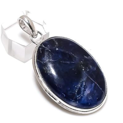 Natural Sodalite Gemstone Handmade 925 Sterling Silver Gift Pendant 2.09" J4h11