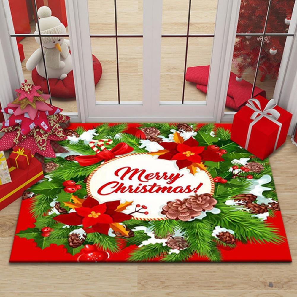 Polyester Fiber Christmas Carpet Mat with Anti Slip Bottom To Prevent Slipping Suitable for Multiple Indoor Spaces