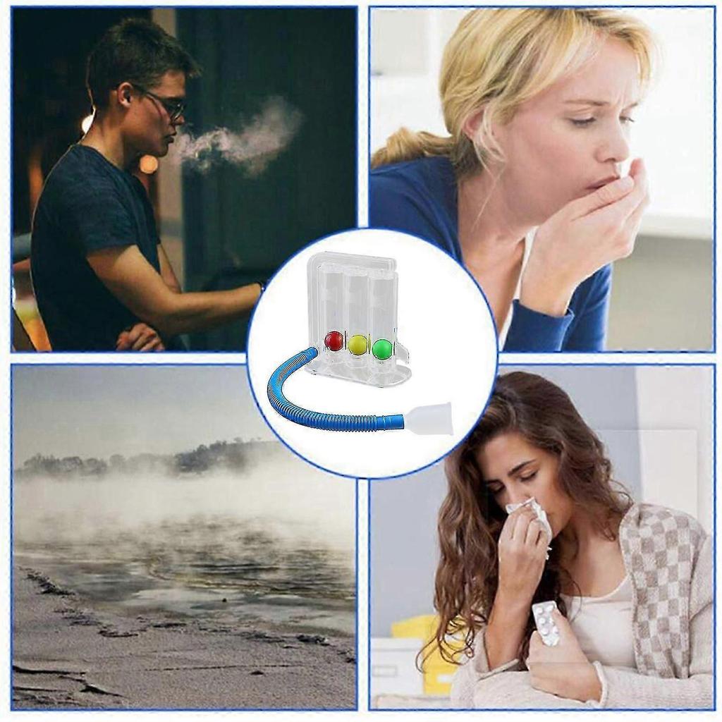 3 Ball Deep Breathing Exerciser Device Lung Capacity Trainer Spirometer Kit for Respiratory Exercises Measurements