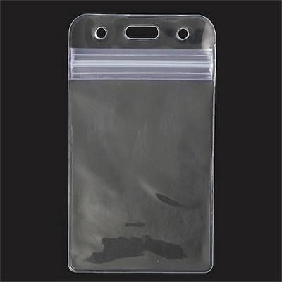 10 Pcs Clear Plastic Vertical Waterproof Name Tag  Zipper Id Card Holder Hot New