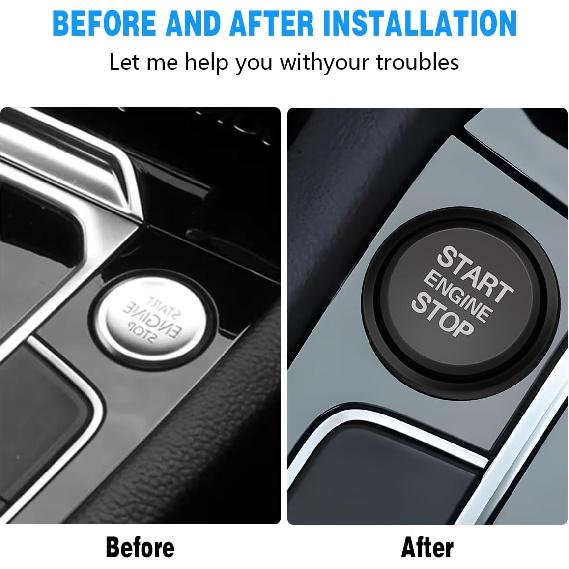 Mandark Car Engine Start Stop Push Botton Cover, Alumninum Vehicle Key Ignition Switch Knob Protector with Metal Ring Decal, Auto Decor Accessories