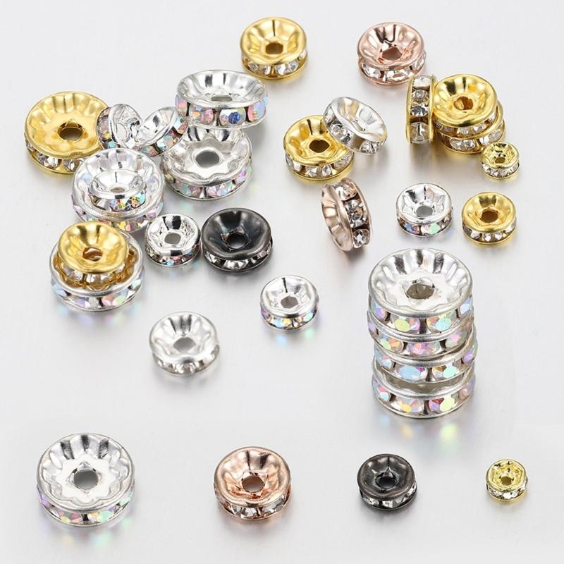 8mm Rhinestones Spacer Beads Rondelle Loose Beads Crystal Bead Spacer for Bracelets and Necklaces In Jewelry Crafts